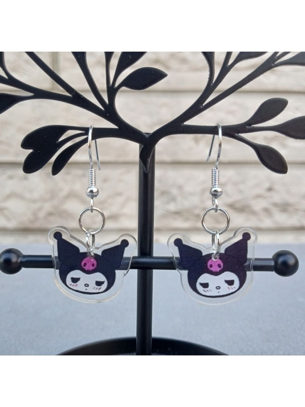 2/$10 Sanrio Kuromi Blushing Face Acrylic Charm Dangle Earrings NWT Handmade